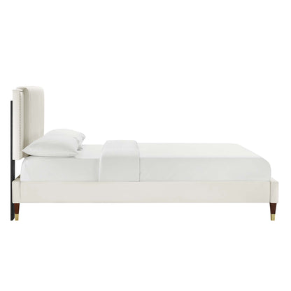 Modway Outlet Zahra Channel Tufted Performance Velvet King Platform Bed by Modway  Bedroom Furniture White - MOD-7010-WHI