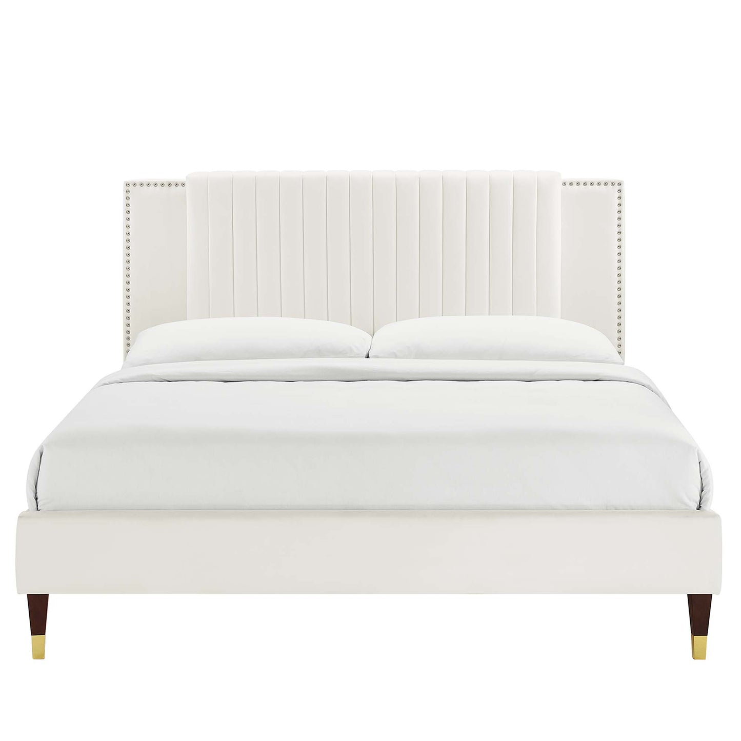 Modway Outlet Zahra Channel Tufted Performance Velvet King Platform Bed by Modway  Bedroom Furniture White - MOD-7010-WHI