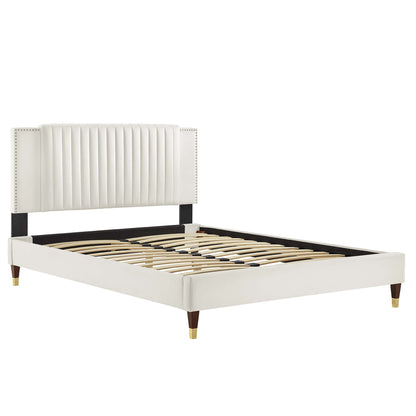 Modway Outlet Zahra Channel Tufted Performance Velvet King Platform Bed by Modway  Bedroom Furniture White - MOD-7010-WHI