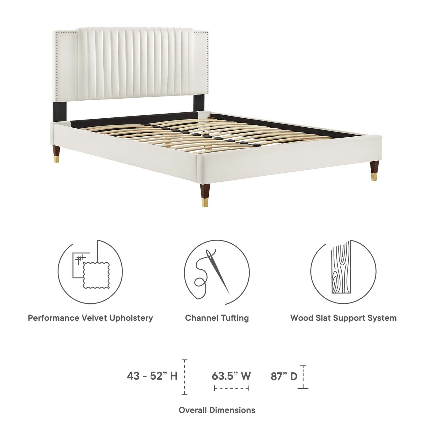 Modway Outlet Zahra Channel Tufted Performance Velvet King Platform Bed by Modway  Bedroom Furniture White - MOD-7010-WHI