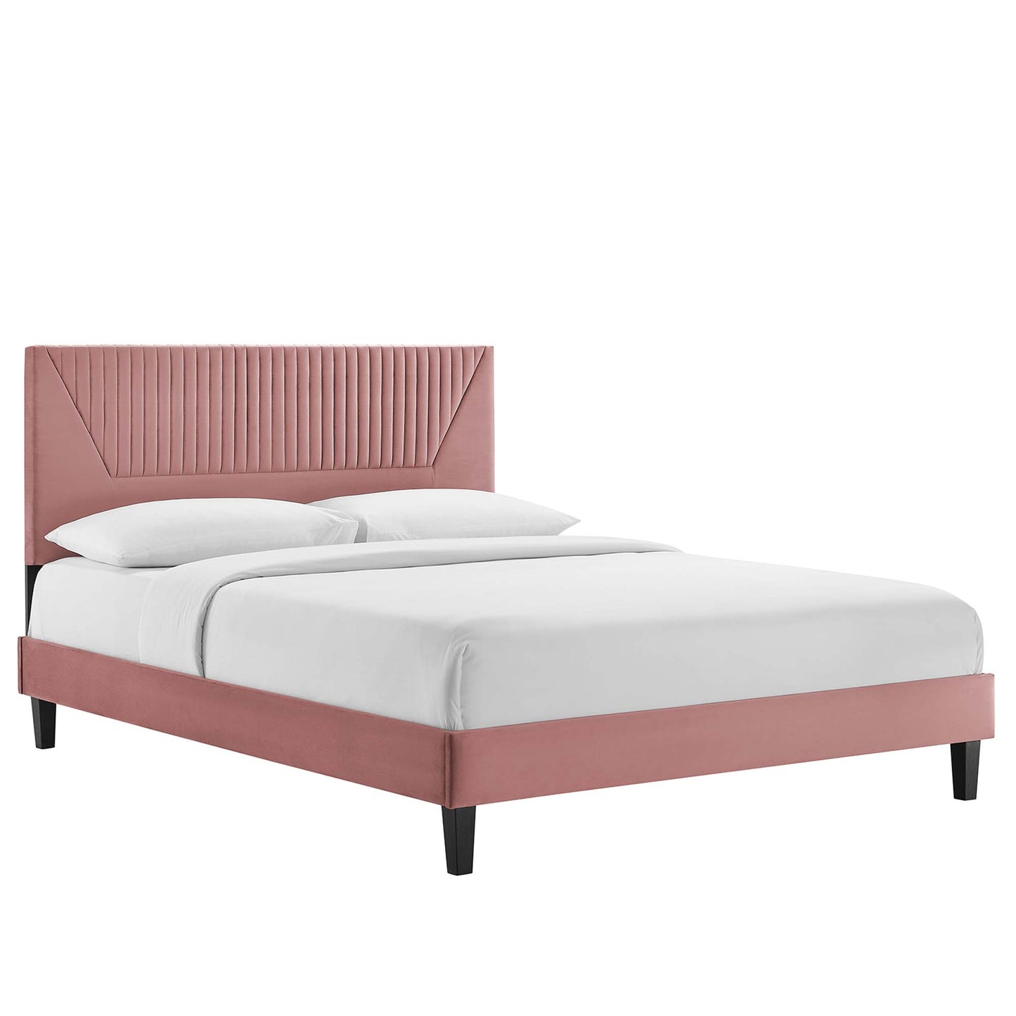 Modway Outlet Yasmine Channel Tufted Performance Velvet King Platform Bed by Modway  Bedroom Furniture Dusty Rose - MOD-7016-DUS