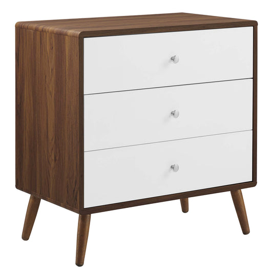 Modway Outlet Transmit 3-Drawer Chest by Modway  Bedroom Furniture Walnut White - MOD-7018-WAL-WHI