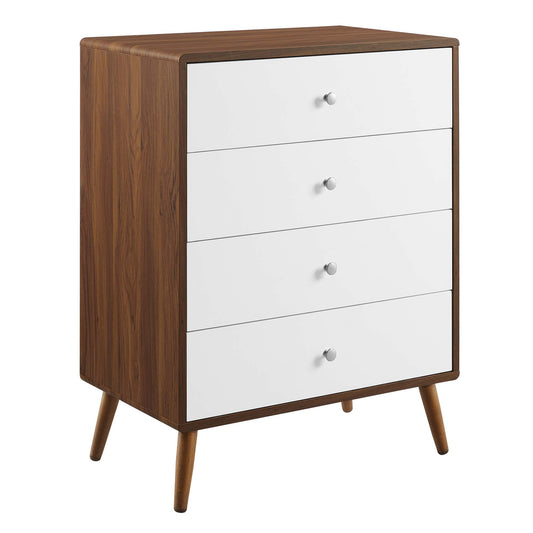 Modway Outlet Transmit 4-Drawer Chest by Modway  Bedroom Furniture Walnut White - MOD-7019-WAL-WHI