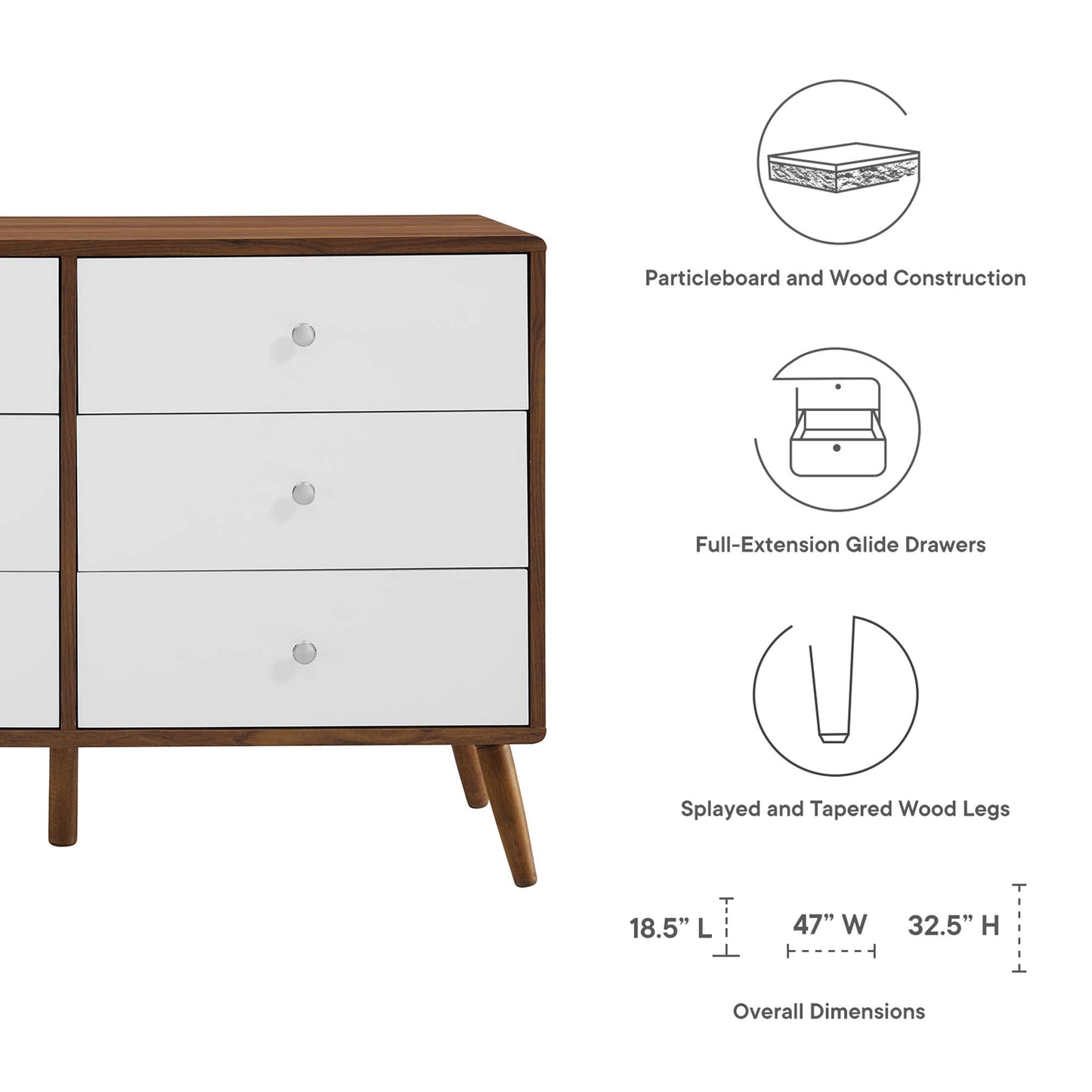 Modway Outlet Transmit 47" Dresser by Modway  Bedroom Furniture Walnut White - MOD-7021-WAL-WHI