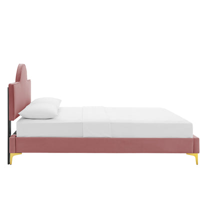 Modway Outlet Sunny Performance Velvet Twin Bed by Modway  Bedroom Furniture Dusty Rose - MOD-7027-DUS