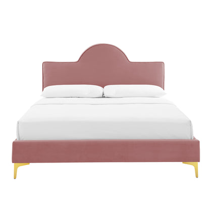 Modway Outlet Sunny Performance Velvet Twin Bed by Modway  Bedroom Furniture Dusty Rose - MOD-7027-DUS
