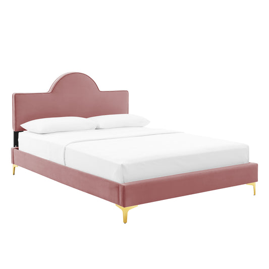 Modway Outlet Sunny Performance Velvet Full Bed by Modway  Bedroom Furniture Dusty Rose - MOD-7028-DUS