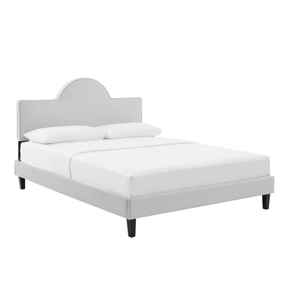 Modway Outlet Soleil Performance Velvet Twin Bed by Modway  Bedroom Furniture Light Gray - MOD-7033-LGR