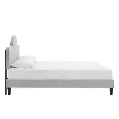 Modway Outlet Soleil Performance Velvet Twin Bed by Modway  Bedroom Furniture Light Gray - MOD-7033-LGR