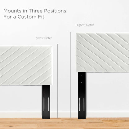 White quilted panels on adjustable black metal legs with three-position mounts for a custom fit.