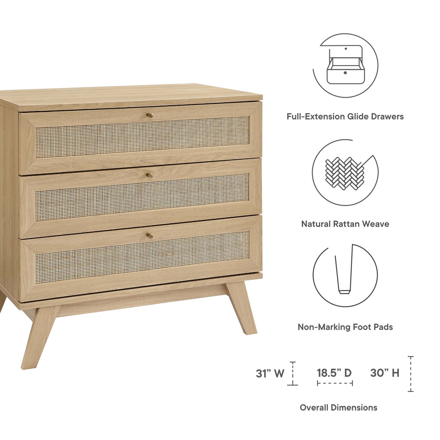 Modway - Soma 3-Drawer Dresser by Modway  Bedroom  Brown - MOD-7051-OAK