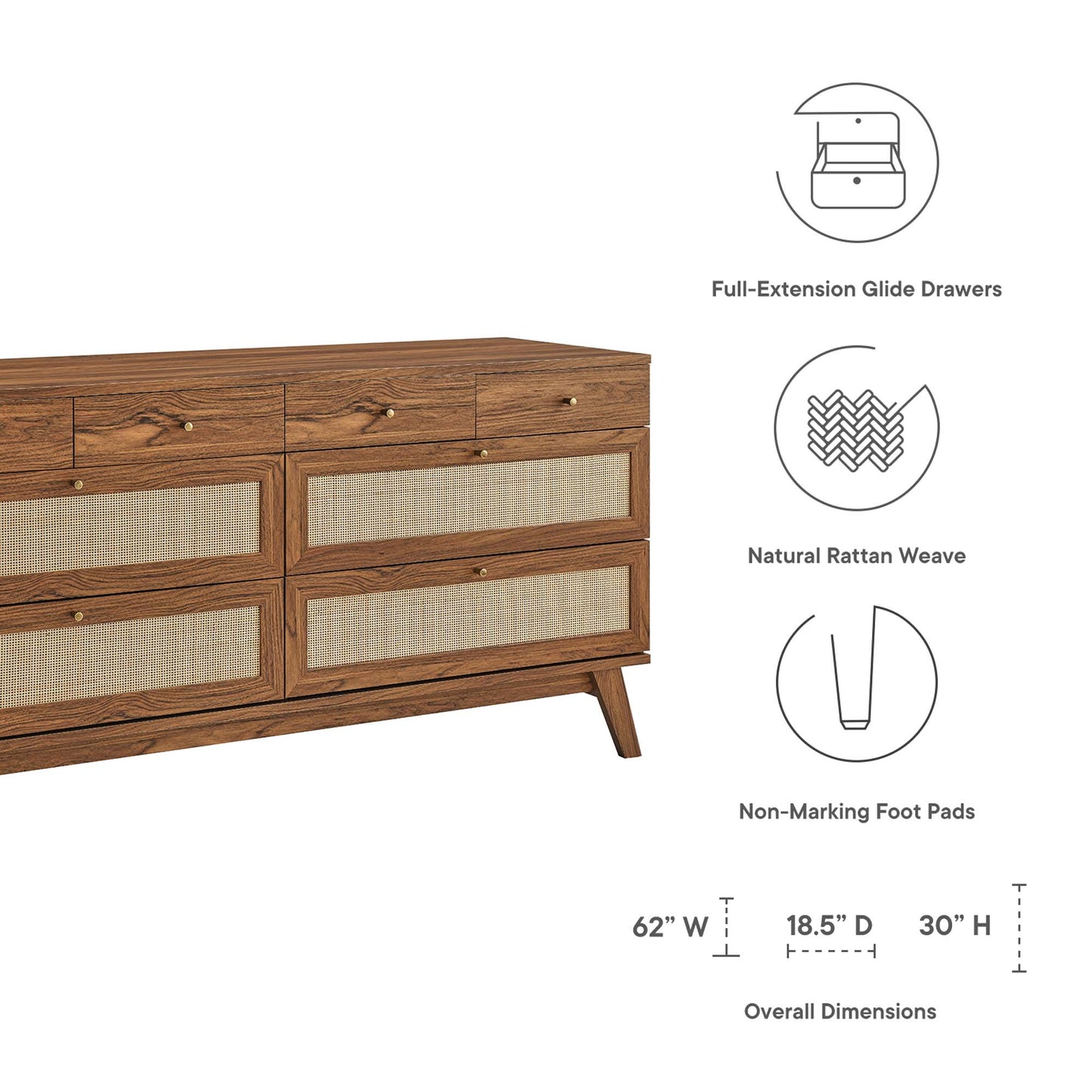 Modway Outlet Soma 8-Drawer Dresser by Modway  Bedroom Furniture Walnut - MOD-7054-WAL
