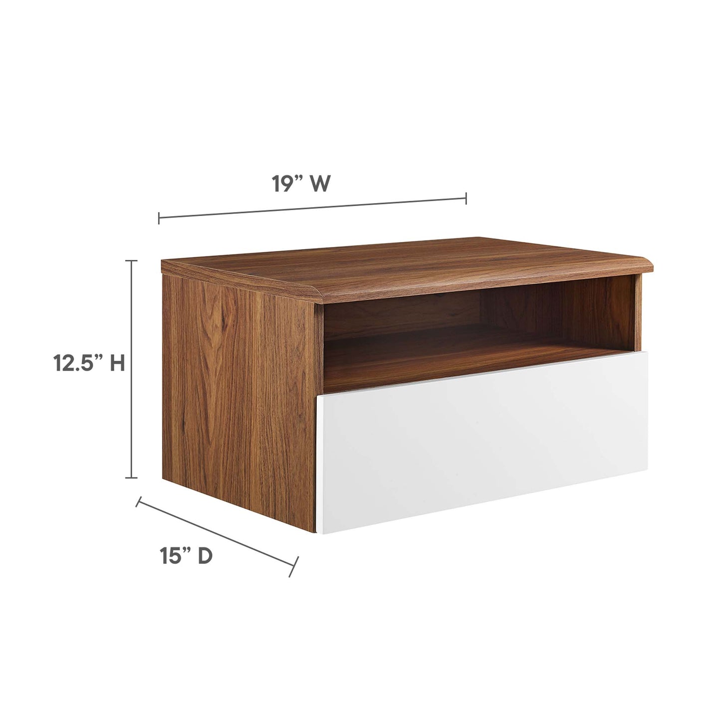 Modway Outlet Envision Wall Mount Nightstand by Modway  Bedroom Furniture Walnut White - MOD-7057-WAL-WHI