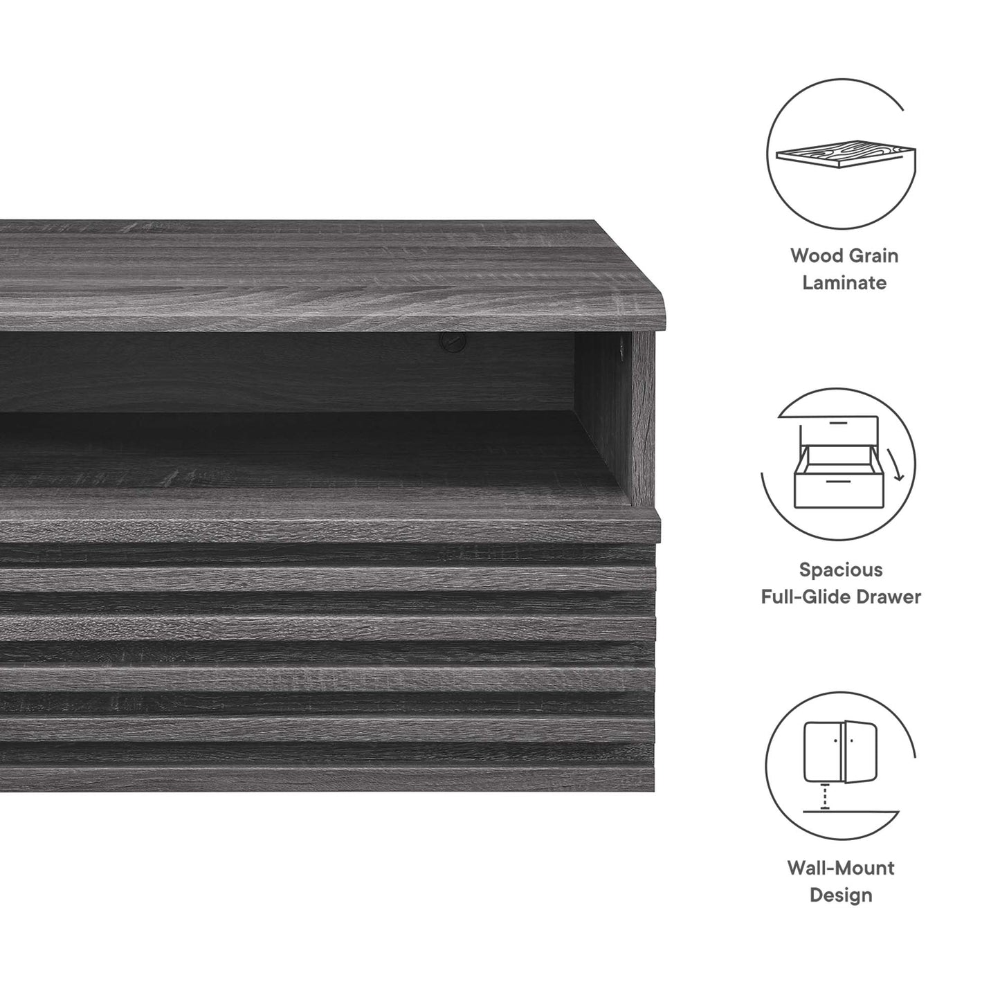 Modway - Render Wall-Mount Nightstand by Modway  Bedroom Case Goods Brown - MOD-7058-CHA