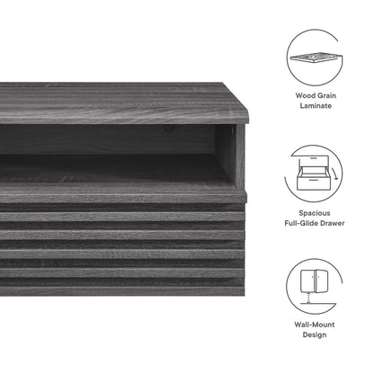 Modway - Render Wall-Mount Nightstand by Modway  Bedroom Case Goods Brown - MOD-7058-CHA