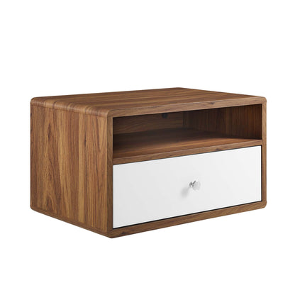 Modway Outlet Transmit Wall Mount Nightstand by Modway  Bedroom Furniture Walnut White - MOD-7059-WAL-WHI