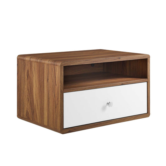 Modway Outlet Transmit Wall Mount Nightstand by Modway  Bedroom Furniture Walnut White - MOD-7059-WAL-WHI