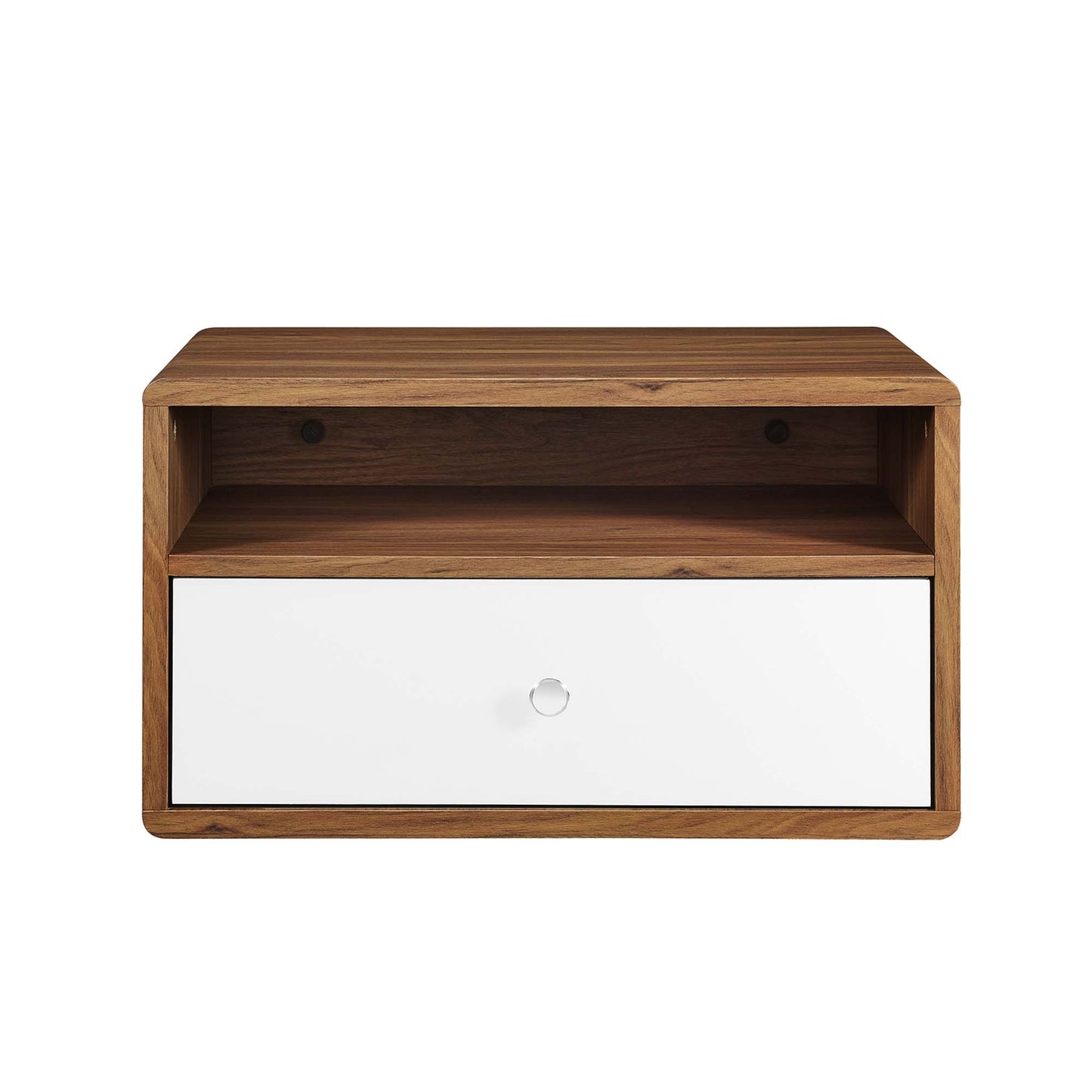Modway Outlet Transmit Wall Mount Nightstand by Modway  Bedroom Furniture Walnut White - MOD-7059-WAL-WHI