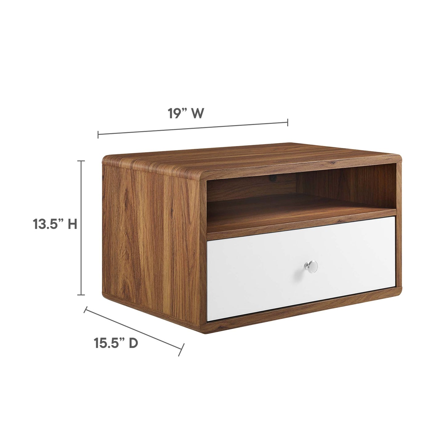 Modway Outlet Transmit Wall Mount Nightstand by Modway  Bedroom Furniture Walnut White - MOD-7059-WAL-WHI
