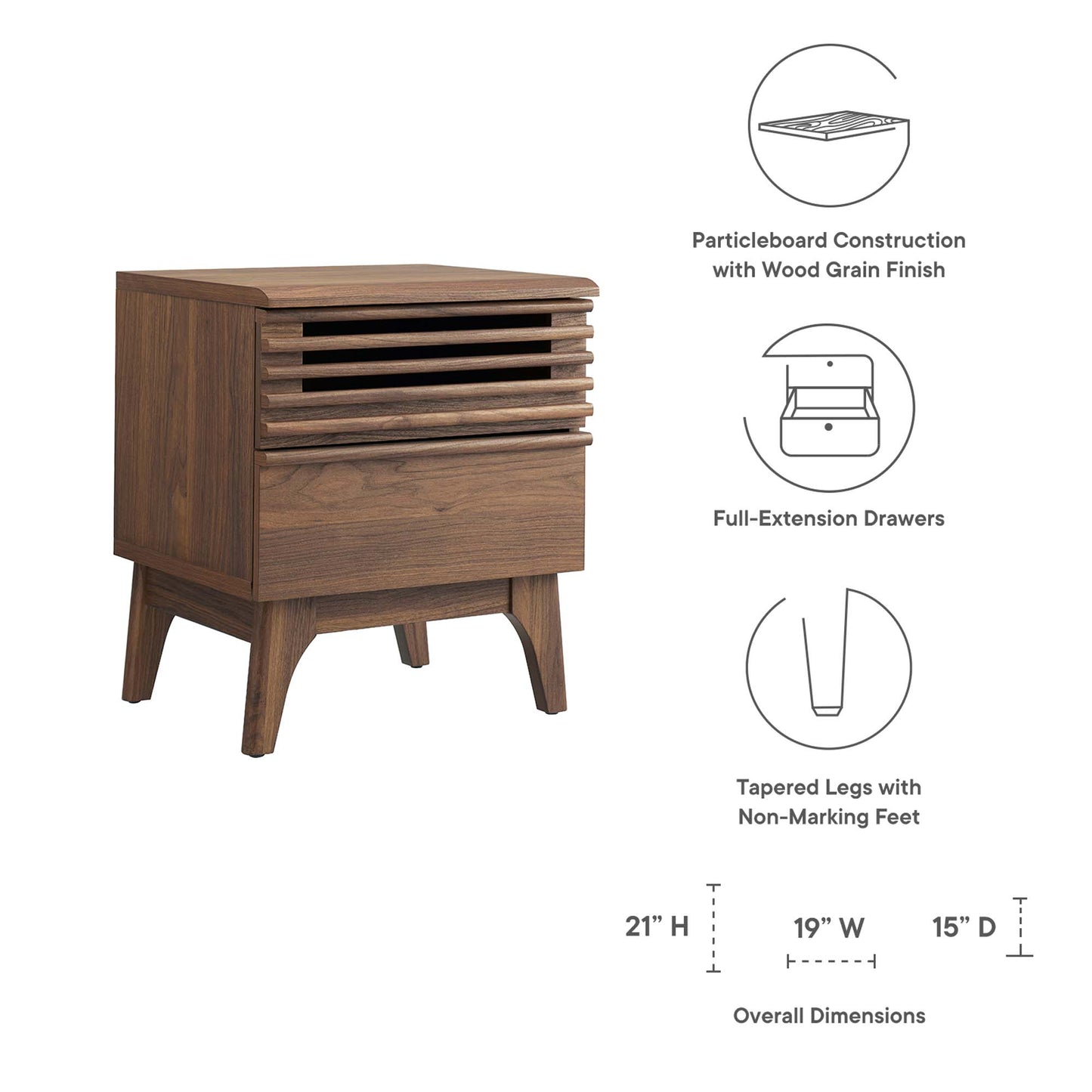 Modway - Render Nightstand by Modway  Bedroom  Brown - MOD-7071-WAL