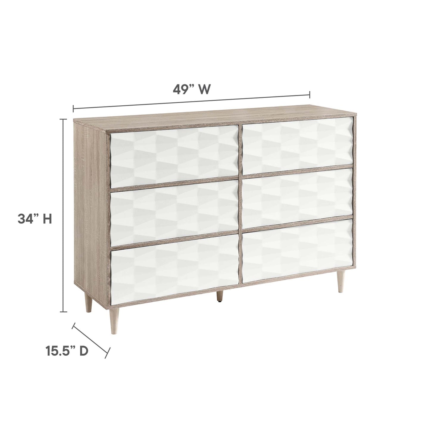 Modway Outlet Vespera 6-Drawer Dresser by Modway  Bedroom Furniture Oak White - MOD-7083-OAK-WHI