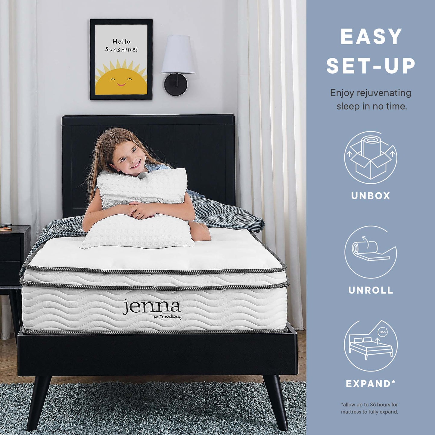 Modway - Jenna 6" Innerspring and Foam Narrow Twin Mattress by Modway  Mattresses Twin White - MOD-7092-WHI