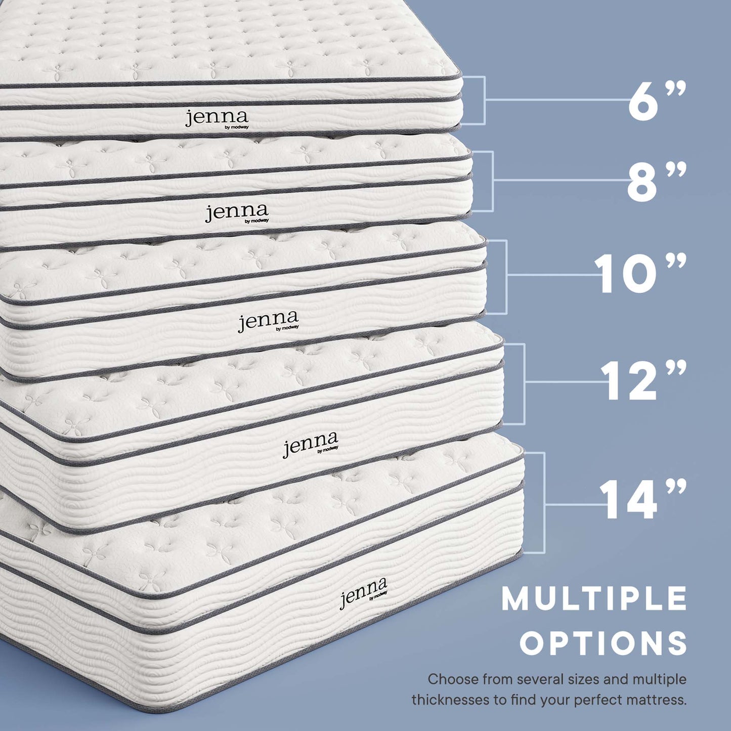 Modway - Jenna 6" Innerspring and Foam King Mattress by Modway  Mattresses Twin White - MOD-7096-WHI