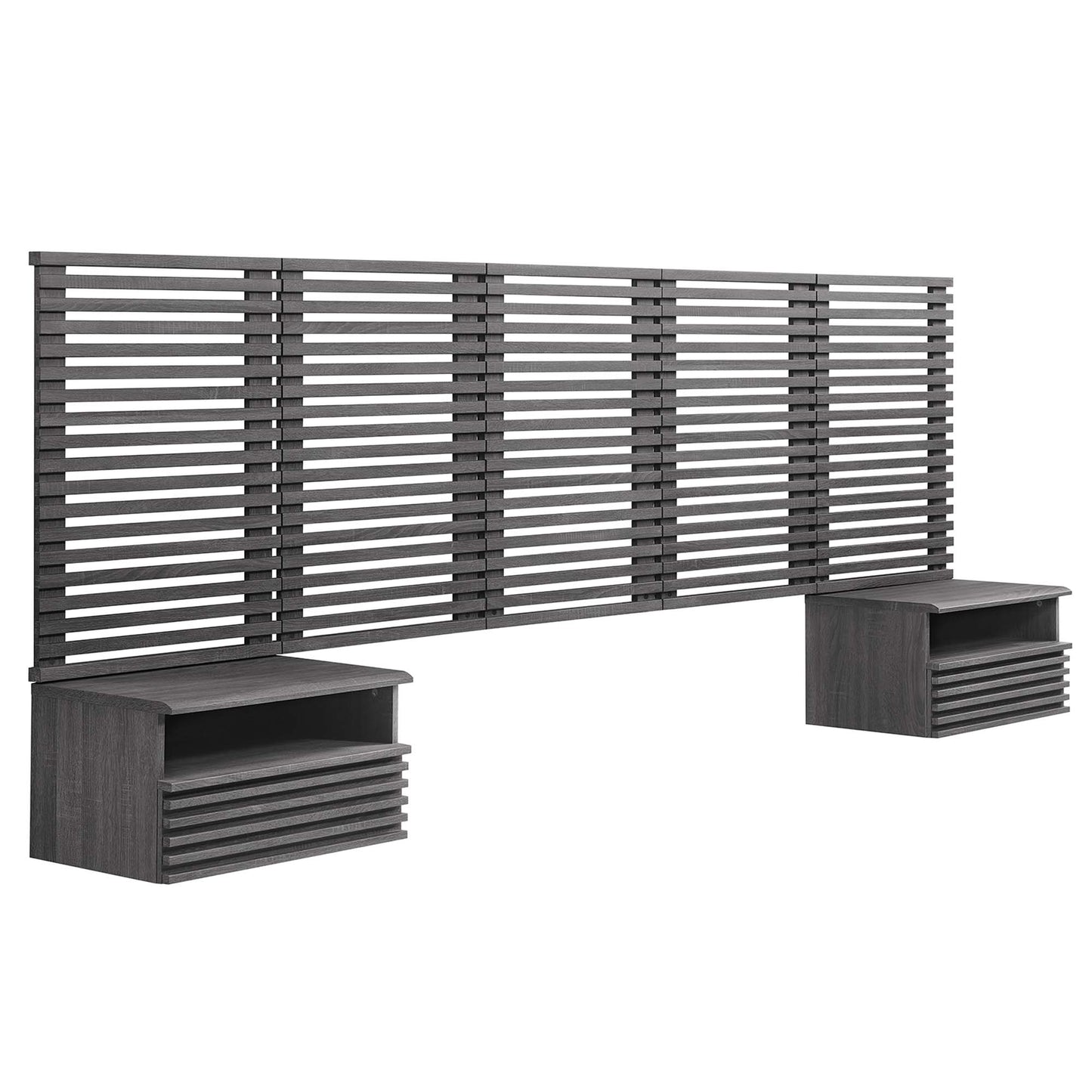 Modway Outlet Render Wall Mount Queen Headboard and Modern Nightstands by Modway  Bedroom Furniture Charcoal - MOD-7116-CHA