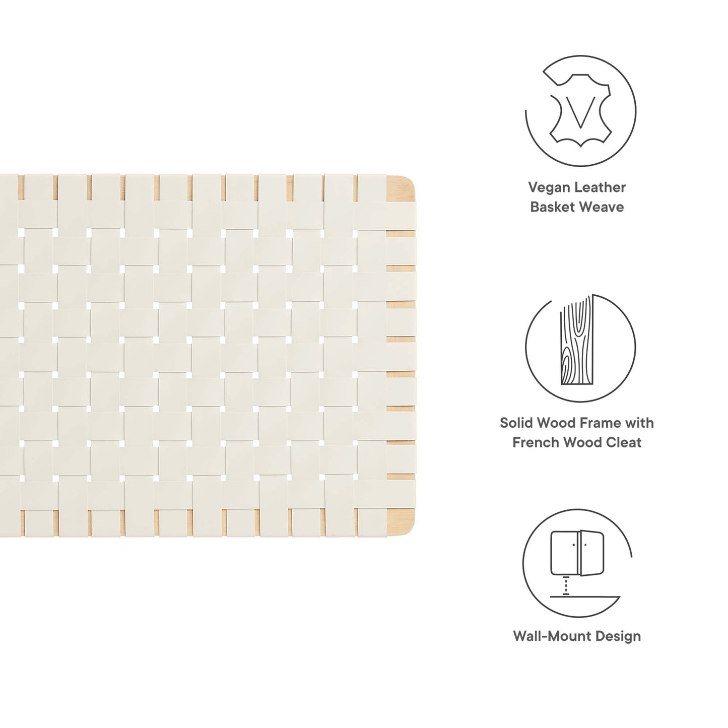 Modway - Sparta Weave Wall-Mount Vegan Leather Twin Headboard by Modway  Bedroom Headboards Brown - MOD-7120-NAT-BEI