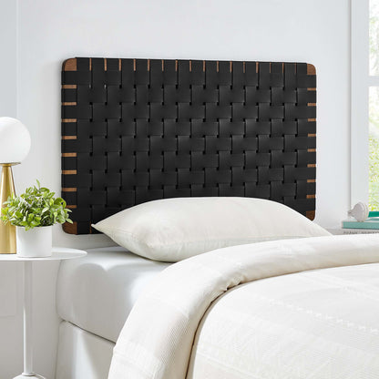 Modway - Sparta Weave Wall-Mount Vegan Leather Twin Headboard by Modway  Bedroom Headboards Black - MOD-7120-WAL-BLK