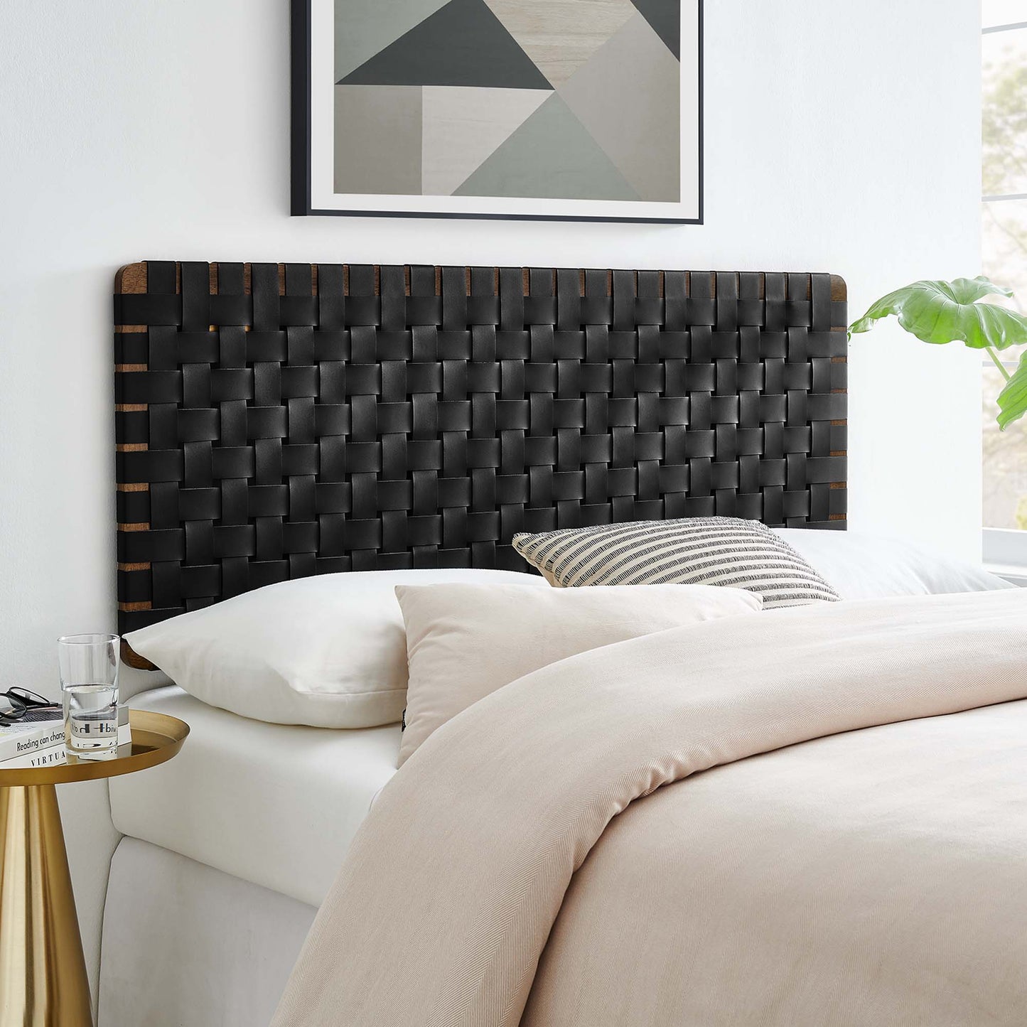 Modway - Sparta Weave Vegan Leather Full Headboard by Modway  Bedroom Headboards Black - MOD-7122-WAL-BLK