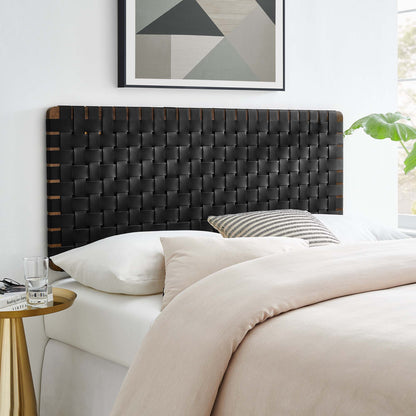 Modway - Sparta Weave Vegan Leather Full Headboard by Modway  Bedroom Headboards Black - MOD-7122-WAL-BLK
