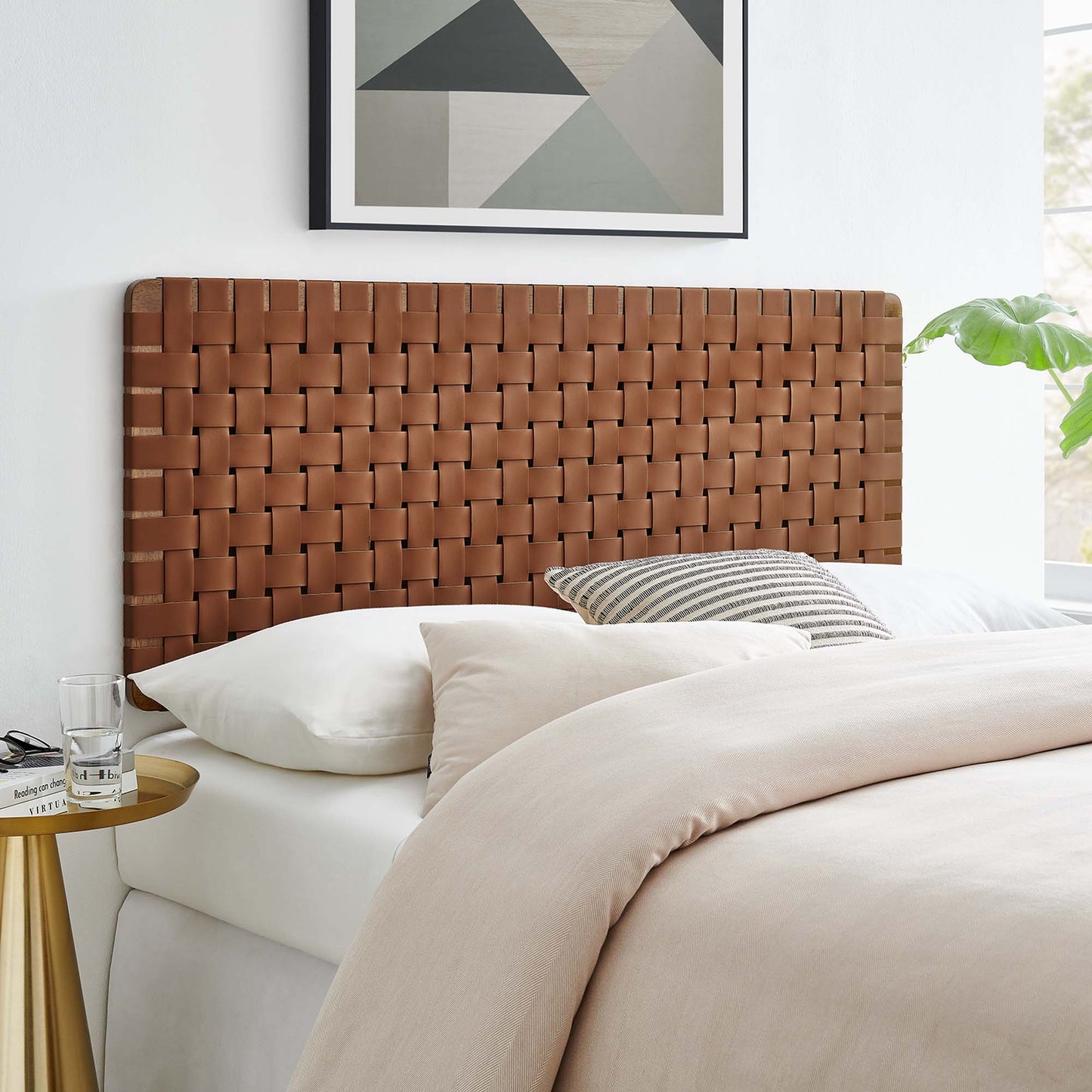 Modway - Sparta Weave Vegan Leather Full Headboard by Modway  Bedroom Headboards Brown - MOD-7122-WAL-BRN