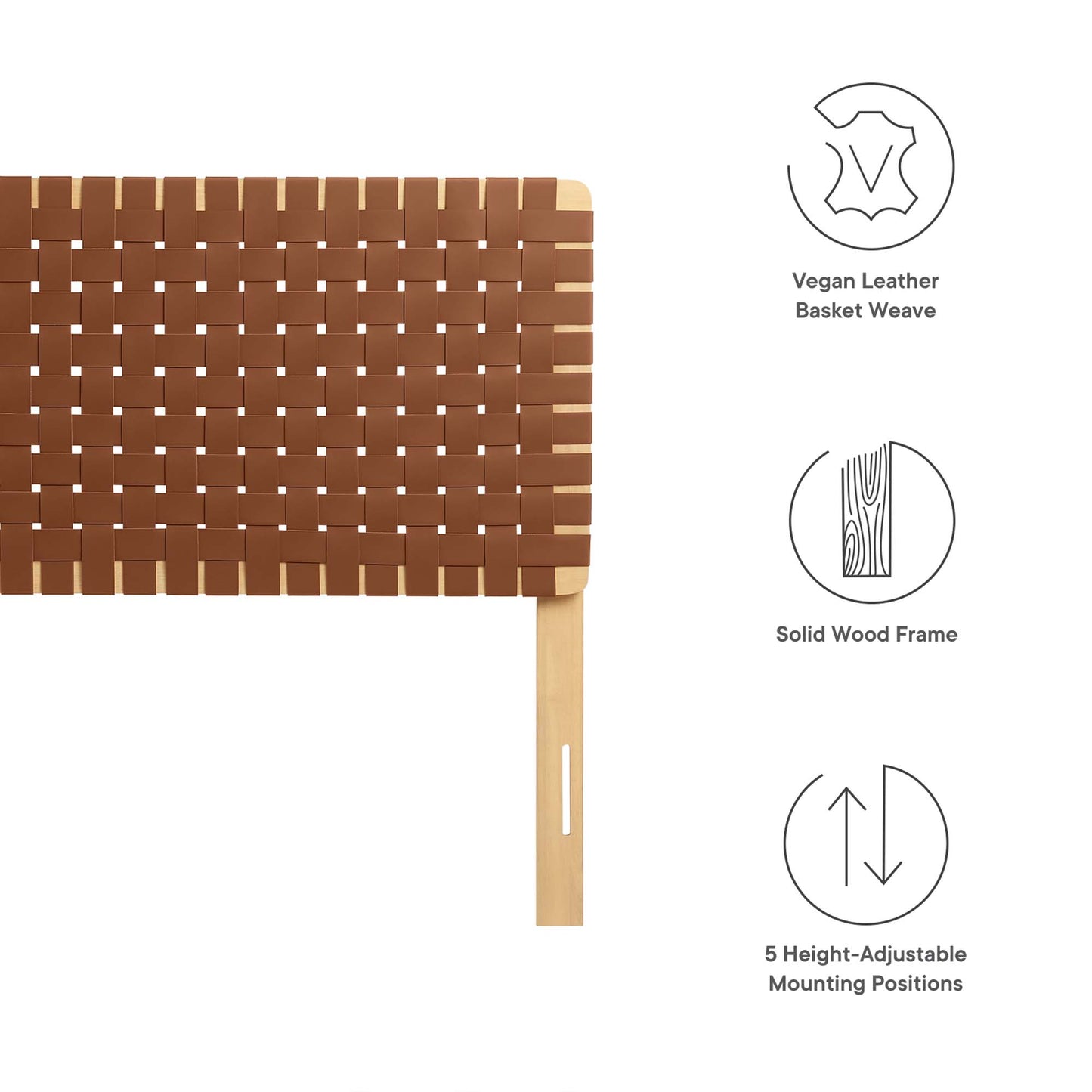 Modway - Sparta Weave Vegan Leather Full Headboard by Modway  Bedroom Headboards Brown - MOD-7123-NAT-BRN