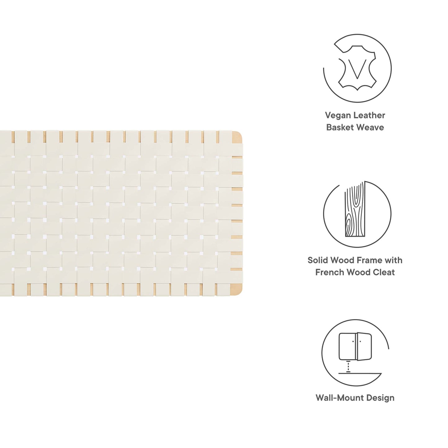 Modway - Sparta Weave Wall-Mount Vegan Leather Queen Headboard by Modway  Bedroom Headboards Brown - MOD-7124-NAT-BEI