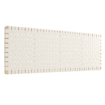 Brown vegan leather king headboard with a woven texture, wall-mount design.