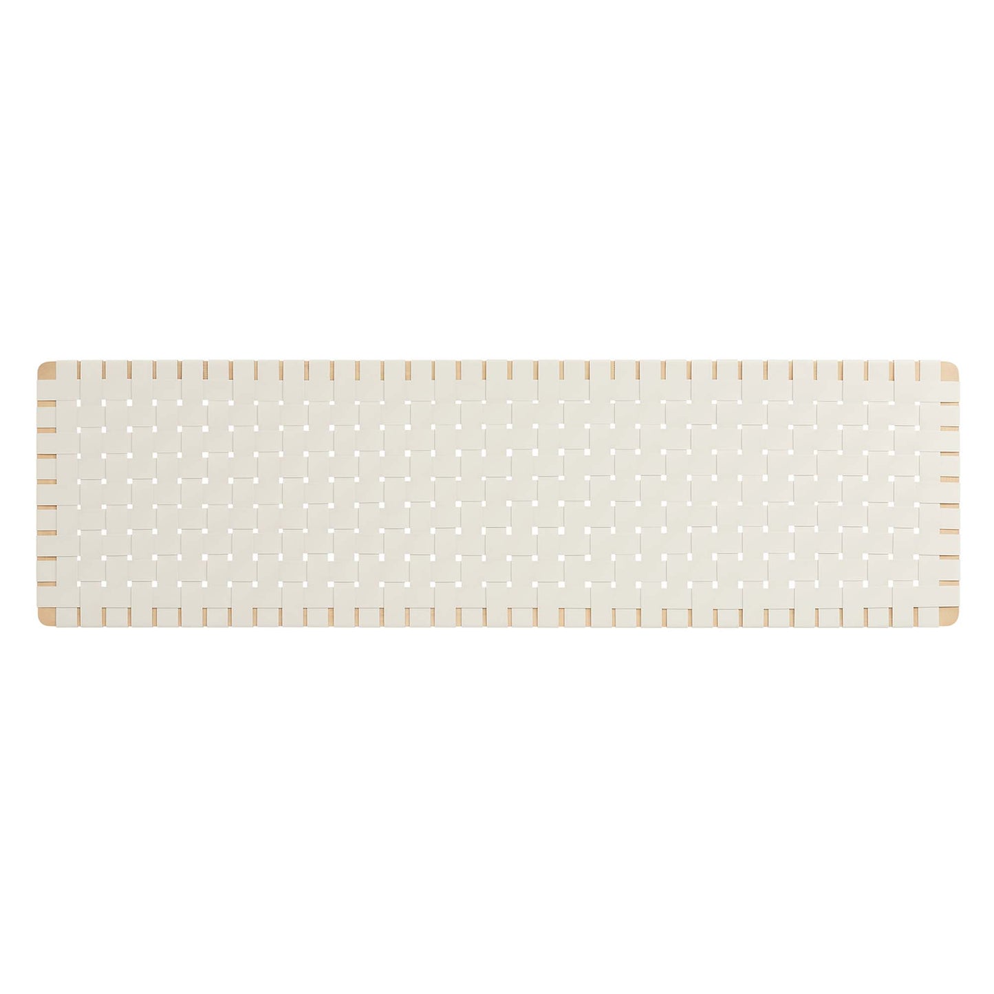Natural beige vegan leather king headboard, wall-mounted, with a textured weave.