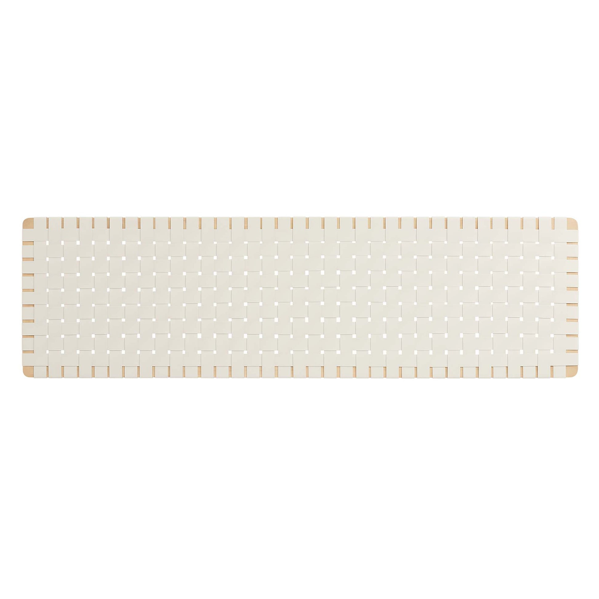 Natural beige vegan leather king headboard, wall-mounted, with a textured weave.