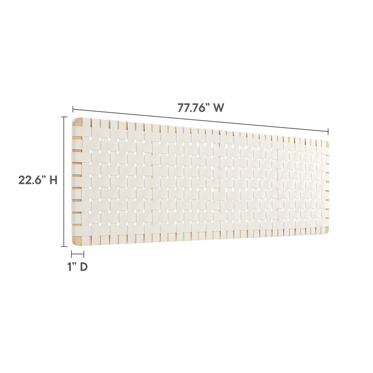 Natural beige vegan leather headboard with Sparta weave texture, wall-mount design, king size, 77.76 W x 22.6 H x 1 D.