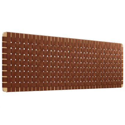 Brown king-size vegan leather headboard with a woven texture.