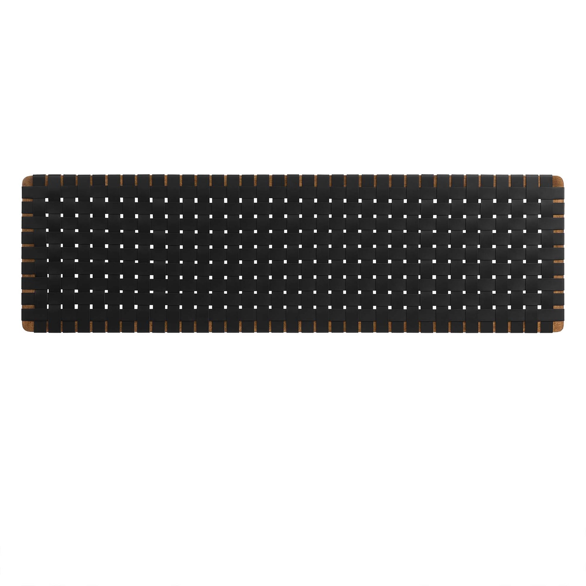 Black vegan leather king headboard for wall mounting; rectangular design.