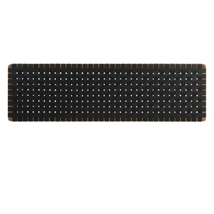 Black vegan leather king headboard for wall mounting; rectangular design.