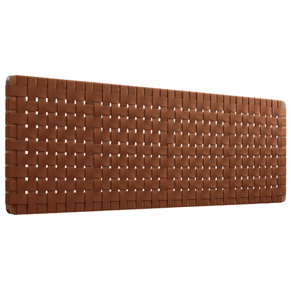 Brown wall-mounted vegan leather king headboard with a woven texture for the bedroom.