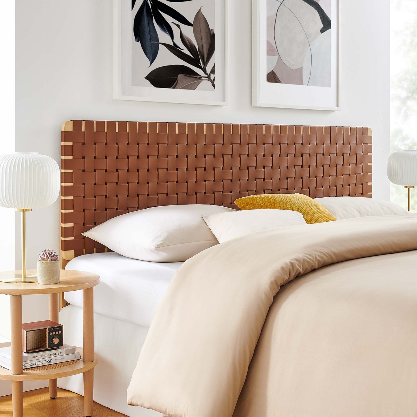Modway - Sparta Weave Vegan Leather King Headboard by Modway  Bedroom Headboards Brown - MOD-7127-NAT-BRN