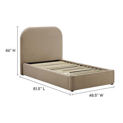 Modway - Keynote Performance Velvet Curved Twin Platform Bed by Modway  Bedroom Beds Brown - MOD-7137-TAU