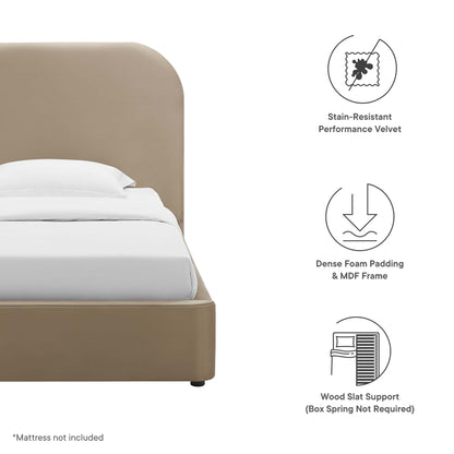 Modway - Keynote Performance Velvet Curved Twin Platform Bed by Modway  Bedroom Beds Brown - MOD-7137-TAU