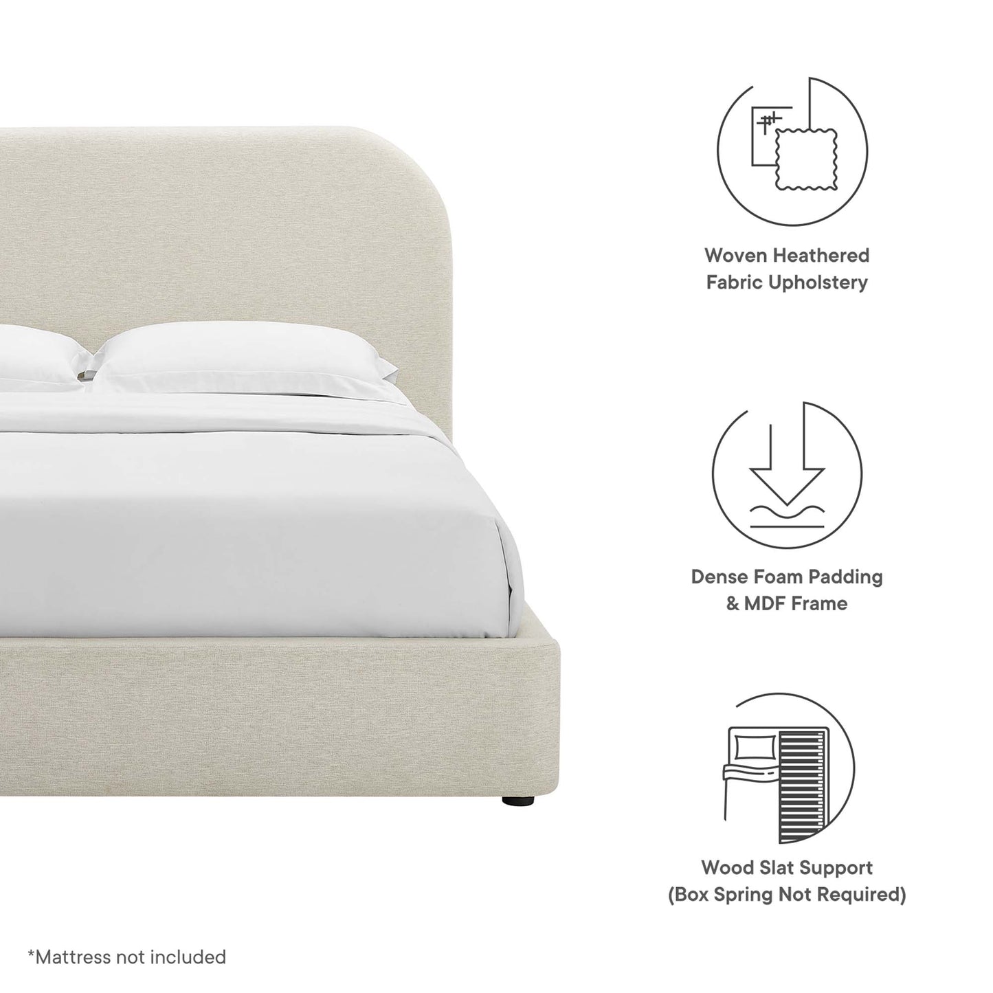 Modway - Keynote Upholstered Fabric Curved Full Platform Bed by Modway  Bedroom Beds White - MOD-7138-HEI