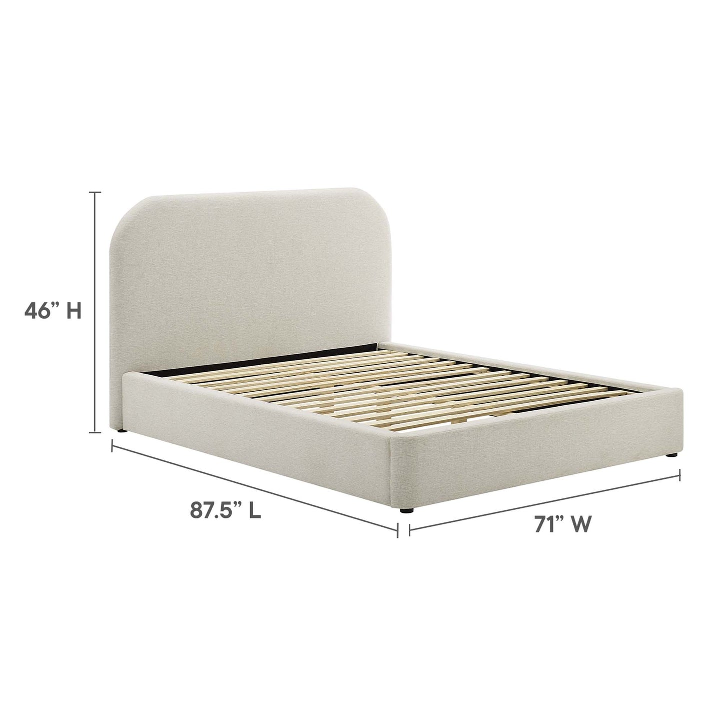 Modway - Keynote Upholstered Fabric Curved Queen Platform Bed by Modway  Bedroom Beds White - MOD-7140-HEI
