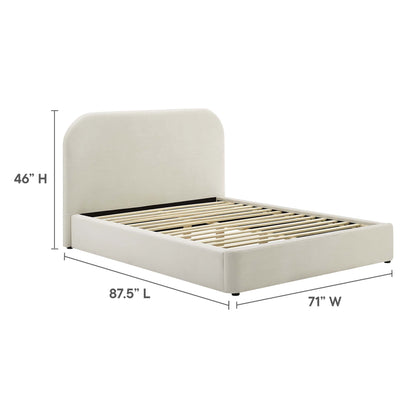 Modway - Keynote Performance Velvet Curved Queen Platform Bed by Modway  Bedroom Beds White - MOD-7141-ALA