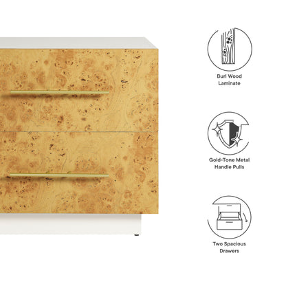 Modway - Abel 2-Drawer Burl Wood Nightstand by Modway  Bedroom Case Goods Brown - MOD-7159-WHI-BUR